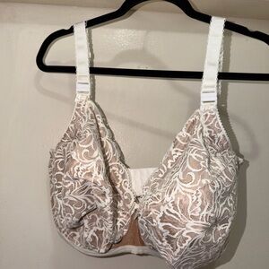 Elegant Lace Full Coverage Bra in White and Nude